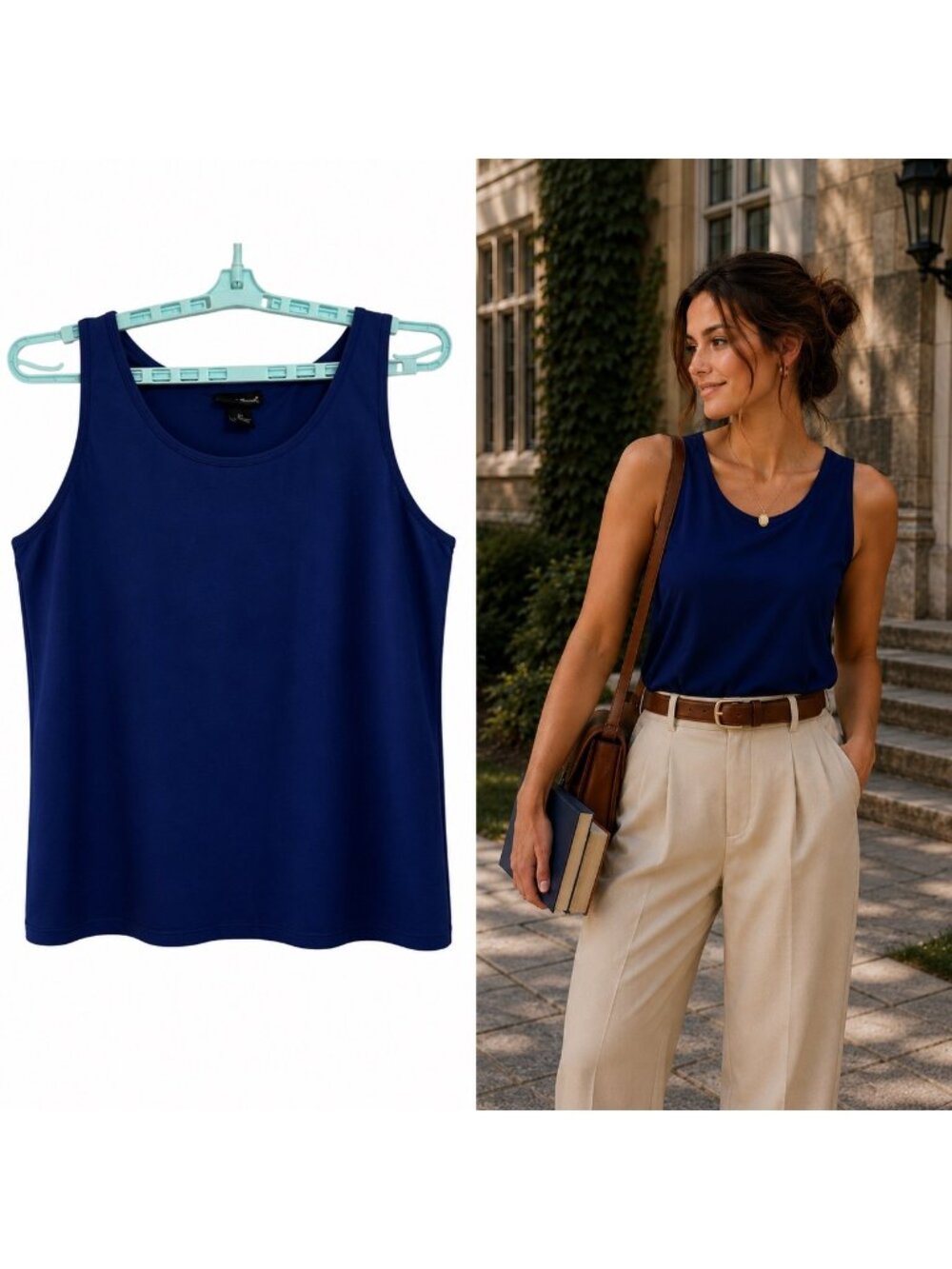 Maggie Barnes Womens Tank Top 0X 16W Royal Blue Capsule Preppy Academia